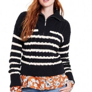 La Ligne x Target Striped Quarter-Zip Cable Knit Sweater Women’s Size XL